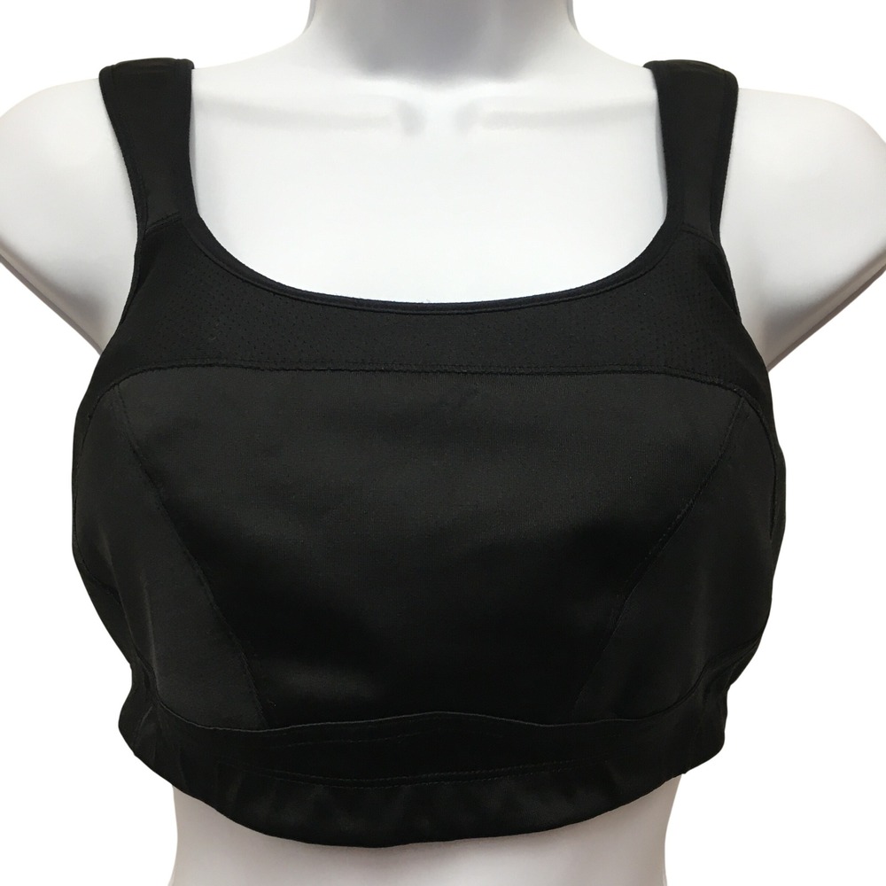 Jockey Sport High Impact Mesh Sports Bra Women's 34DD Black Active Gym Workout